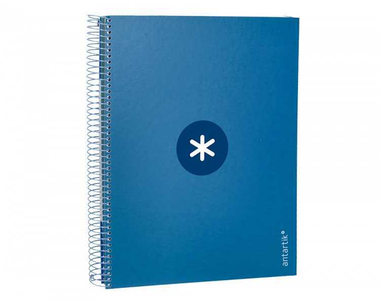 Cuaderno espiral a4 micro antartik tapa forrada 120h 90 gr cuadro 5mm 5 bandas 4 taladros color azul marino