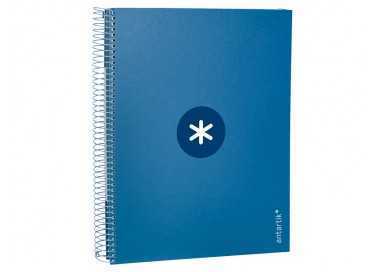 Cuaderno espiral a4 micro antartik tapa forrada 120h 90 gr cuadro 5mm 5 bandas 4 taladros color azul marino
