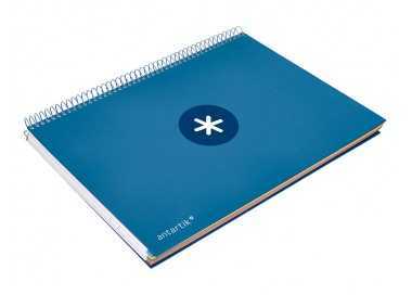 Cuaderno espiral a4 micro antartik tapa forrada 120h 90 gr cuadro 5mm 5 bandas 4 taladros color azul marino