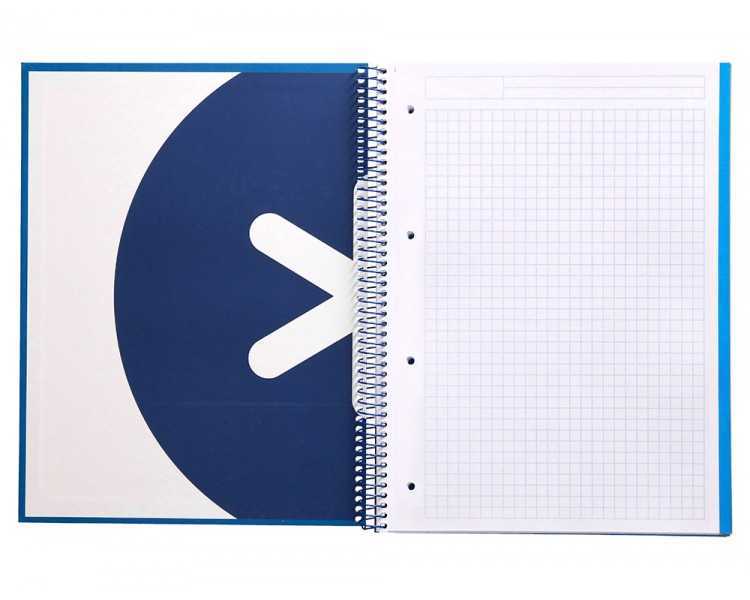 Cuaderno espiral a4 micro antartik tapa forrada 120h 90 gr cuadro 5mm 5 bandas 4 taladros color azul marino