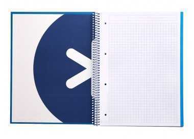Cuaderno espiral a4 micro antartik tapa forrada 120h 90 gr cuadro 5mm 5 bandas 4 taladros color azul marino