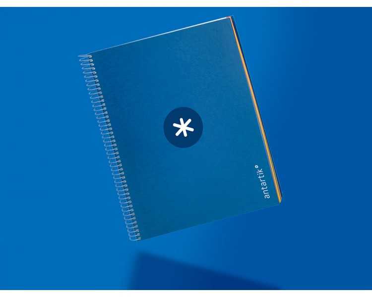 Cuaderno espiral a4 micro antartik tapa forrada 120h 90 gr cuadro 5mm 5 bandas 4 taladros color azul marino