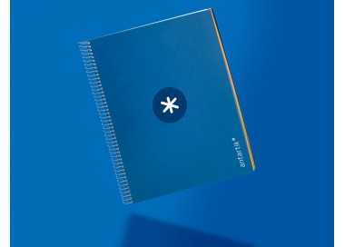 Cuaderno espiral a4 micro antartik tapa forrada 120h 90 gr cuadro 5mm 5 bandas 4 taladros color azul marino