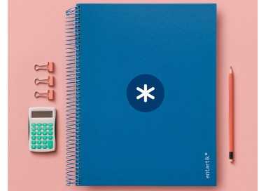 Cuaderno espiral a4 micro antartik tapa forrada 120h 90 gr cuadro 5mm 5 bandas 4 taladros color azul marino