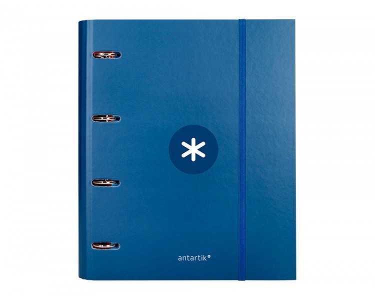 Carpeta con recambio antartik a4 cuadro 5mm forrada 4 anillas 40mm redondas con solapa color azul marino