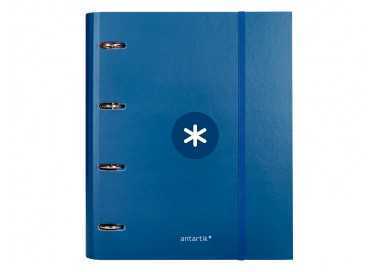 Carpeta con recambio antartik a4 cuadro 5mm forrada 4 anillas 40mm redondas con solapa color azul marino Carpeta con recambio antartik a4 cuadro 5mm forrada 4 anillas 40mm redondas con solapa color azul marino