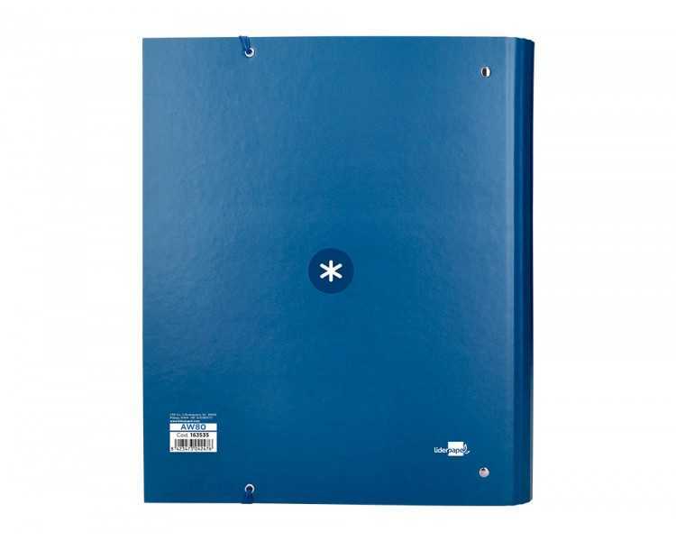 Carpeta con recambio antartik a4 cuadro 5mm forrada 4 anillas 40mm redondas con solapa color azul marino