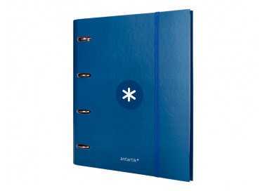 Carpeta con recambio antartik a4 cuadro 5mm forrada 4 anillas 40mm redondas con solapa color azul marino Carpeta con recambio antartik a4 cuadro 5mm forrada 4 anillas 40mm redondas con solapa color azul marino