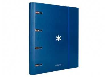 Carpeta con recambio antartik a4 cuadro 5mm forrada 4 anillas 40mm redondas con solapa color azul marino Carpeta con recambio antartik a4 cuadro 5mm forrada 4 anillas 40mm redondas con solapa color azul marino