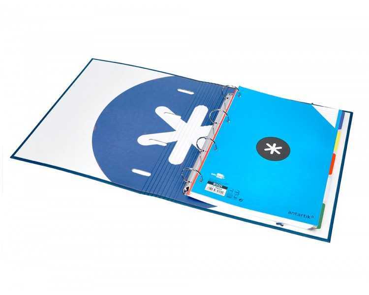 Carpeta con recambio antartik a4 cuadro 5mm forrada 4 anillas 40mm redondas con solapa color azul marino