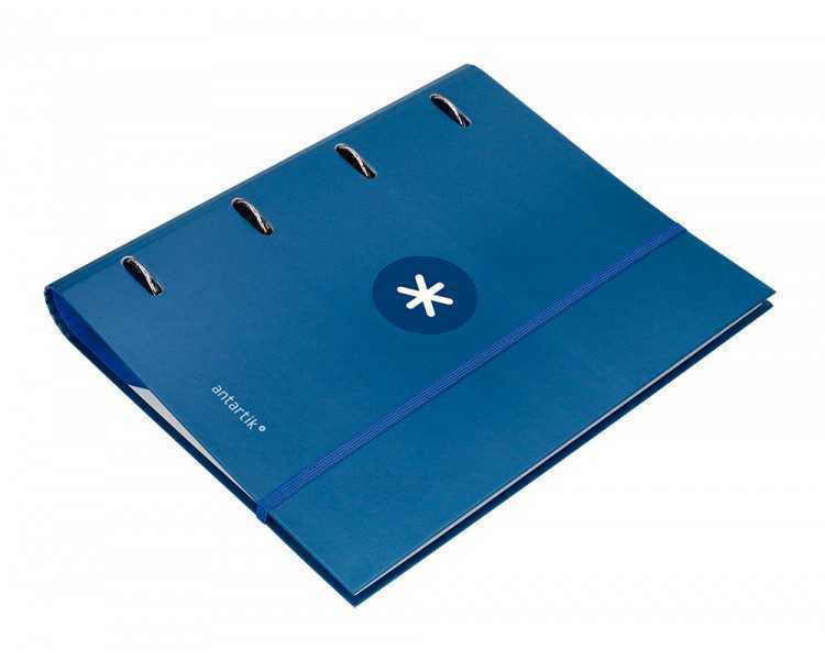 Carpeta con recambio antartik a4 cuadro 5mm forrada 4 anillas 40mm redondas con solapa color azul marino