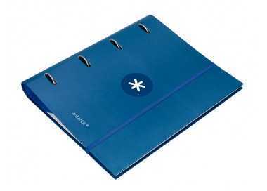 Carpeta con recambio antartik a4 cuadro 5mm forrada 4 anillas 40mm redondas con solapa color azul marino Carpeta con recambio antartik a4 cuadro 5mm forrada 4 anillas 40mm redondas con solapa color azul marino