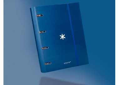 Carpeta con recambio antartik a4 cuadro 5mm forrada 4 anillas 40mm redondas con solapa color azul marino Carpeta con recambio antartik a4 cuadro 5mm forrada 4 anillas 40mm redondas con solapa color azul marino