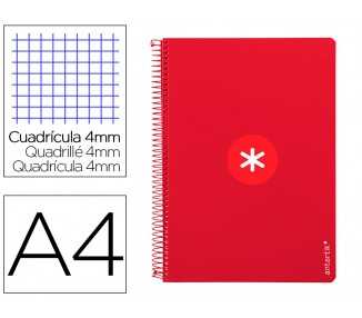 Cuaderno espiral a4 antartik tapa dura 80h 90gr cuadro 4mm con margen color frambuesa