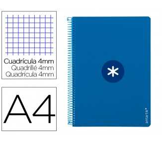 Cuaderno espiral a4 antartik tapa dura 80h 90gr cuadro 4mm con margen color azul oscuro
