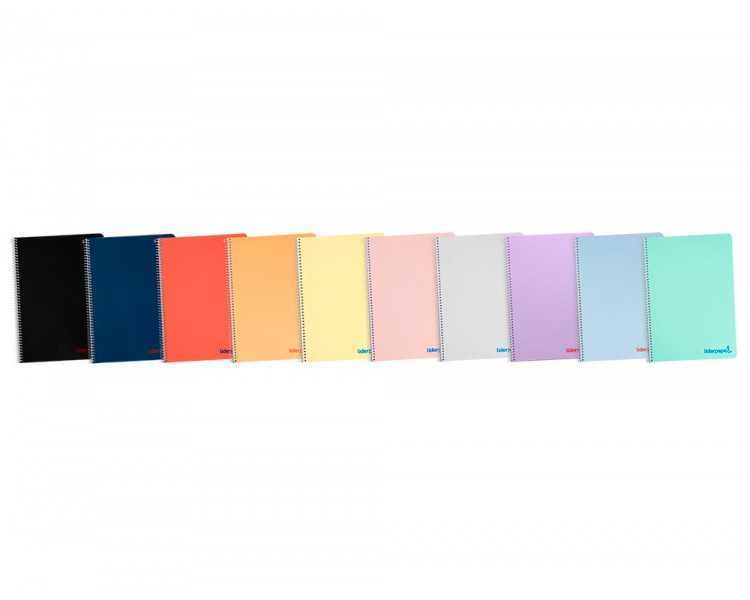 Cuaderno espiral liderpapel a5 wonder tapa plastico 80h 90gr cuadro 5mm con margen colores surtidos