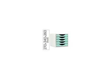 Fichero cajones de sobremesa archivo 2000 5 cajones color verde pastel 270x340x260 mm