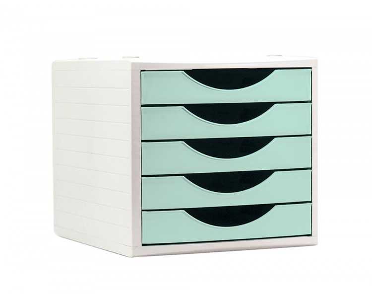 Fichero cajones de sobremesa archivo 2000 5 cajones color verde pastel 270x340x260 mm