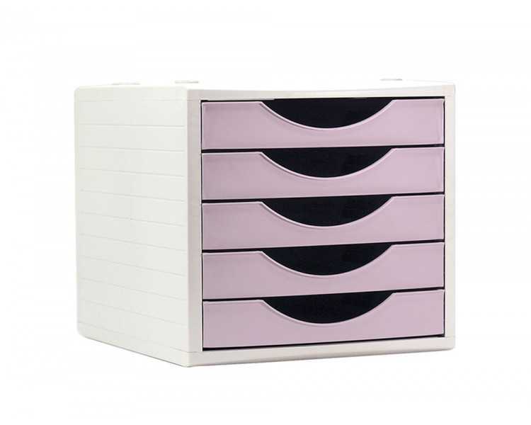 Fichero cajones de sobremesa archivo 2000 5 cajones color rosa pastel 270x340x260 mm