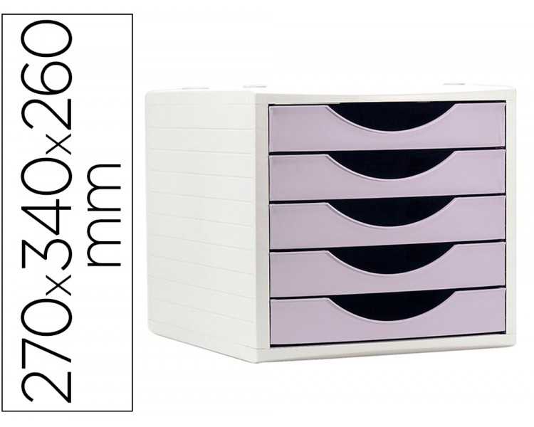 Fichero cajones de sobremesa archivo 2000 5 cajones color lavanda pastel 270x340x260 mm