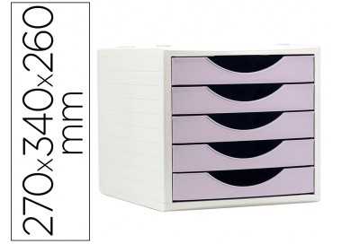 Fichero cajones de sobremesa archivo 2000 5 cajones color lavanda pastel 270x340x260 mm