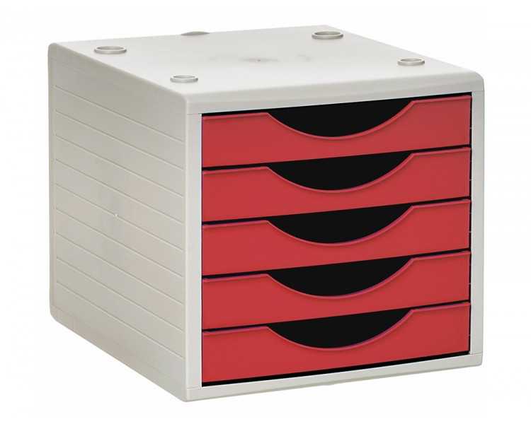 Fichero cajones de sobremesa archivo 2000 5 cajones color rojo opaco 270x340x260 mm
