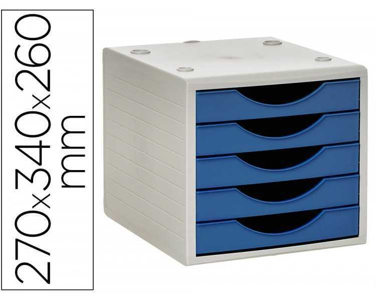 Fichero cajones de sobremesa archivo 2000 5 cajones color azul opaco 270x340x260 mm