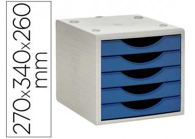 Fichero cajones de sobremesa archivo 2000 5 cajones color azul opaco 270x340x260 mm