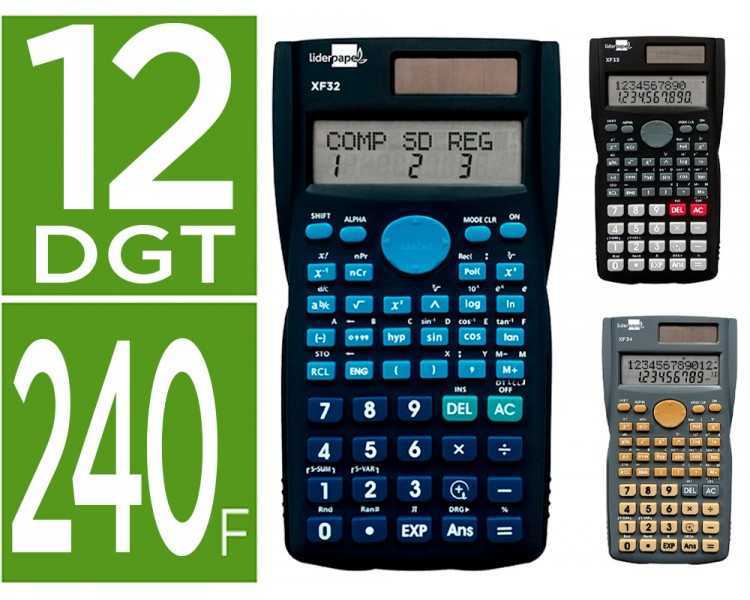 Calculadora liderpapel cientif ica xf35 240 funciones con tapa solar y pilas expositor de 10 unidades colores surtidos