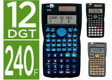 Calculadora liderpapel cientif ica xf35 240 funciones con tapa solar y pilas expositor de 10 unidades colores surtidos
