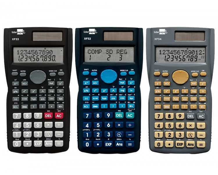 Calculadora liderpapel cientif ica xf35 240 funciones con tapa solar y pilas expositor de 10 unidades colores surtidos
