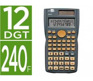 Calculadora liderpapel cientifica xf34 12 digitos 240 funciones con tapa solar y pilas color gris 156x85x20