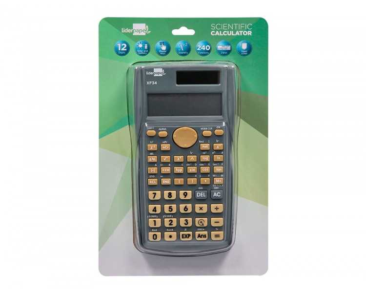 Calculadora liderpapel cientifica xf34 12 digitos 240 funciones con tapa solar y pilas color gris 156x85x20