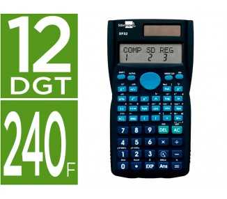 Calculadora liderpapel cientifica xf32 12 digitos 240 funciones con tapa solar y pilas color azul 156x85x20