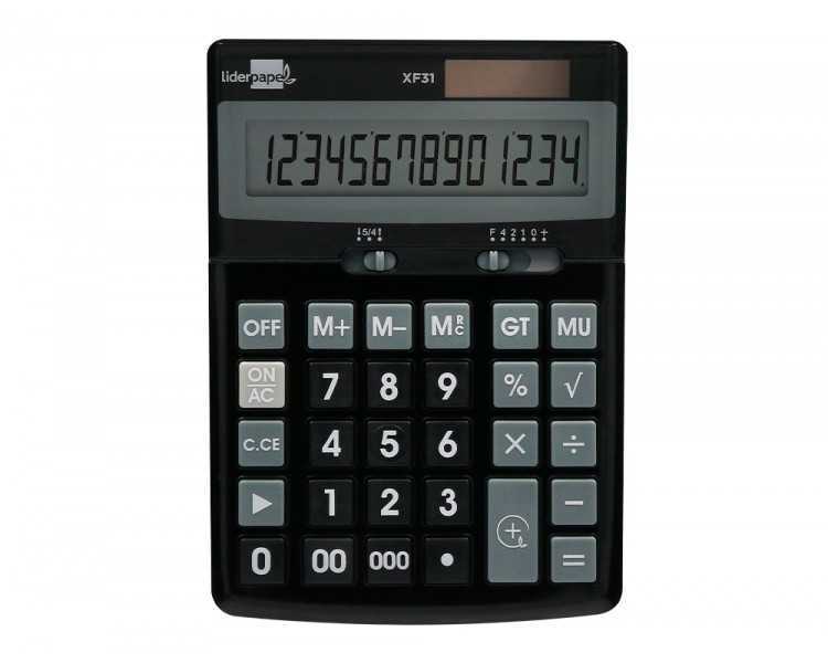 Calculadora liderpapel sobremesa xf31 14 digitos solar y pilas color negro 170x122x35 mm