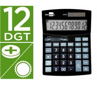 Calculadora liderpapel sobremesa xf29 12 digitos solar y pilas color negro 190x140x30 mm
