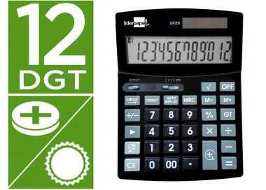 Calculadora liderpapel sobremesa xf29 12 digitos solar y pilas color negro 190x140x30 mm
