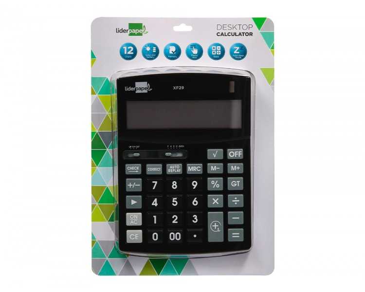 Calculadora liderpapel sobremesa xf29 12 digitos solar y pilas color negro 190x140x30 mm