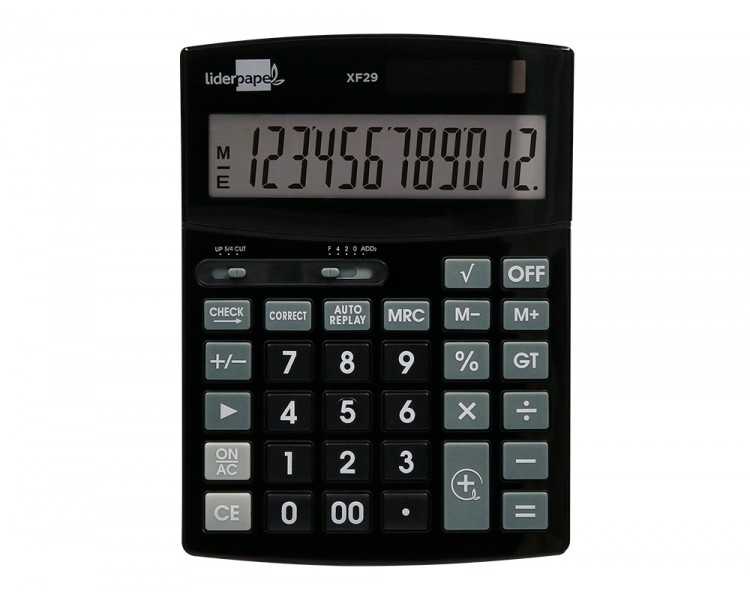 Calculadora liderpapel sobremesa xf29 12 digitos solar y pilas color negro 190x140x30 mm