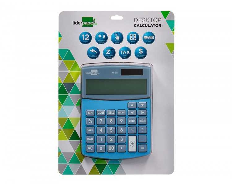 Calculadora liderpapel sobreme sa xf28 12 digitos dos lineas coste venta margen y tasas solar y pilas azul 155x115x25 mm