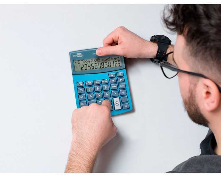 Calculadora liderpapel sobreme sa xf28 12 digitos dos lineas coste venta margen y tasas solar y pilas azul 155x115x25 mm