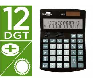 Calculadora liderpapel sobremesa xf27 12 digitos tasas solar y pilas color negro 155x115x25 mm