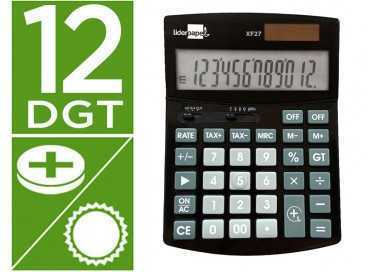 Calculadora liderpapel sobremesa xf27 12 digitos tasas solar y pilas color negro 155x115x25 mm