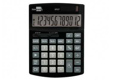 Calculadora liderpapel sobremesa xf27 12 digitos tasas solar y pilas color negro 155x115x25 mm