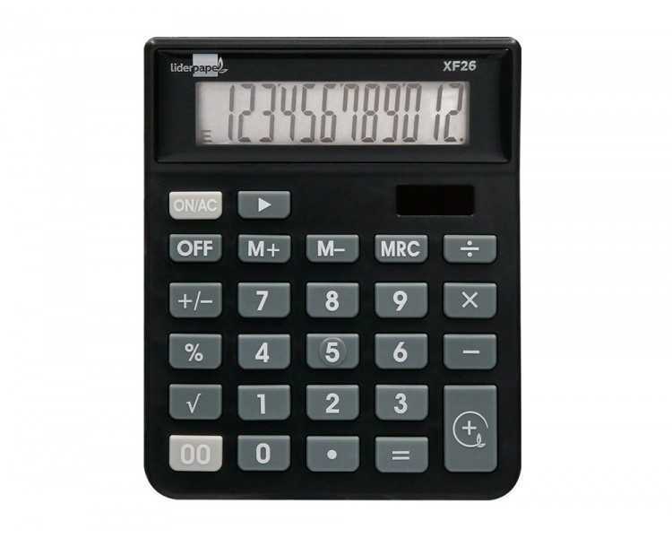 Calculadora liderpapel sobremesa xf26 12 digitos solar y pilas 127x105x24 mm color negro