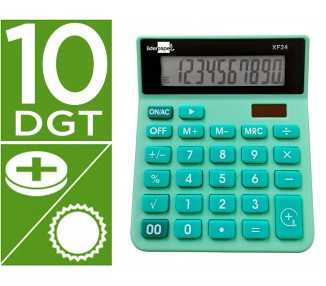 Calculadora liderpapel sobremesa xf24 10 digitos solar y pilas color verde 127x105x24 mm