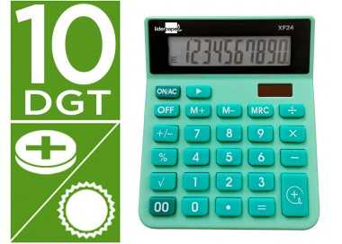 Calculadora liderpapel sobremesa xf24 10 digitos solar y pilas color verde 127x105x24 mm