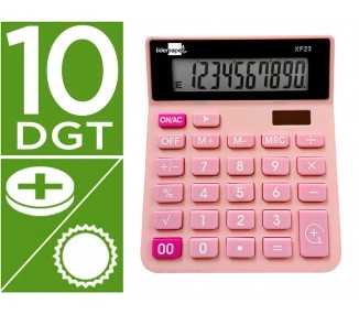Calculadora liderpapel sobremesa xf23 10 digitos solar y pilas color rosa 127x105x24 mm