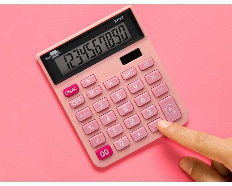Calculadora liderpapel sobremesa xf23 10 digitos solar y pilas color rosa 127x105x24 mm