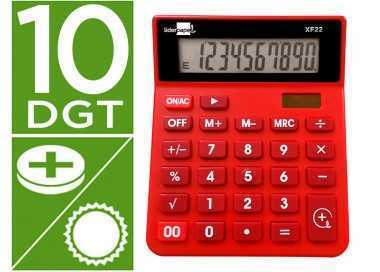 Calculadora liderpapel sobremesa xf22 10 digitos solar y pilas color rojo 127x105x24 mm